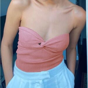 Pink knitted tube top UNWORN!! Size Small